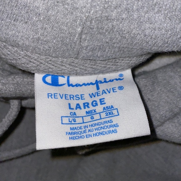 Large Mens Champion Hoodie Reverse Weave Grey - Picture 6 of 7